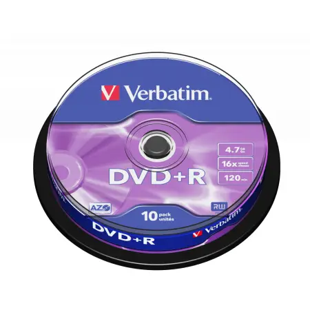 Verbatim DVD+R | 4.7GB | x16 | cakebox 10szt | matte silver/odpowiednik 43498/